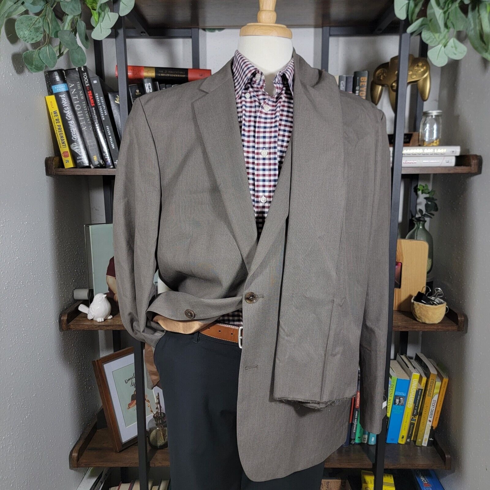 Perry Ellis Portfolio Men's 2pc Suit 2 Button Brown 50l / 35xunfinished New